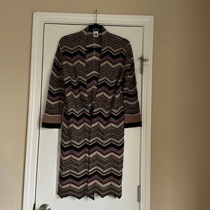 M Missoni Knit Chevron zigzag Cardigan open front Sweater Size 8 Italy